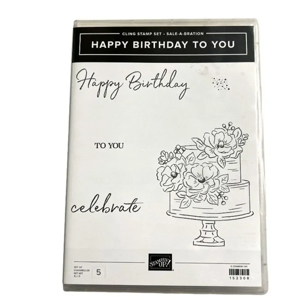 Stampin Up Retired Sale A Bration Happy Birthday Stamp Set Rubber Cling Cake